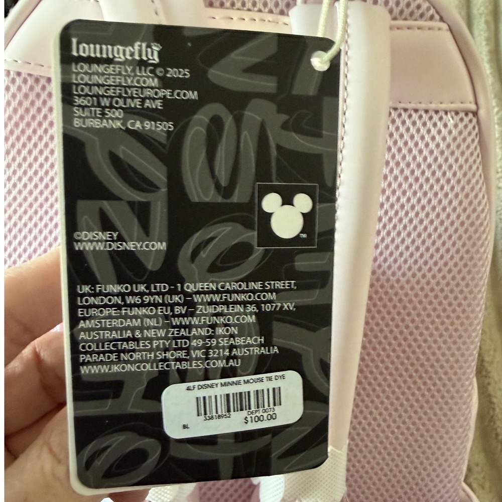 Disney Loungefly Minnie Mouse Tie Dye 3D Molded Pastel Mini Backpack New - Picture 5 of 9